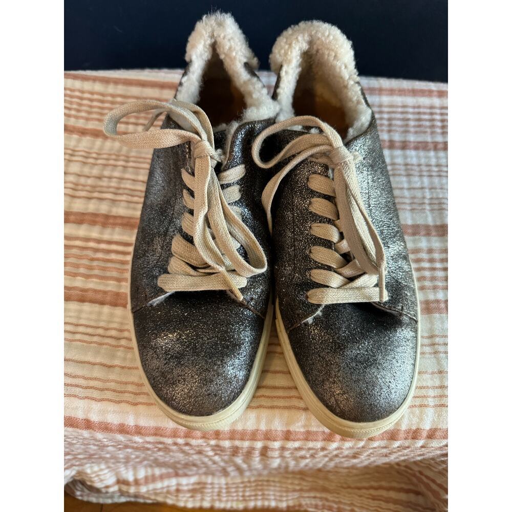 Frye Metallic Ivy Low Lace Shearling Sneaker size 7.5 - Picture 4 of 10